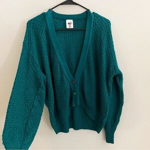 Vintage Sweater Bazaar V neck cardigan sweater large preppy coastal chic classic